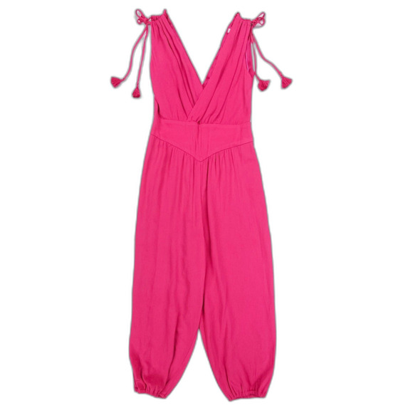 TRINA TURK Guerrero Tie Strap Jumpsuit Fuchsia Pink Beachy Boho 70s Girly Resort